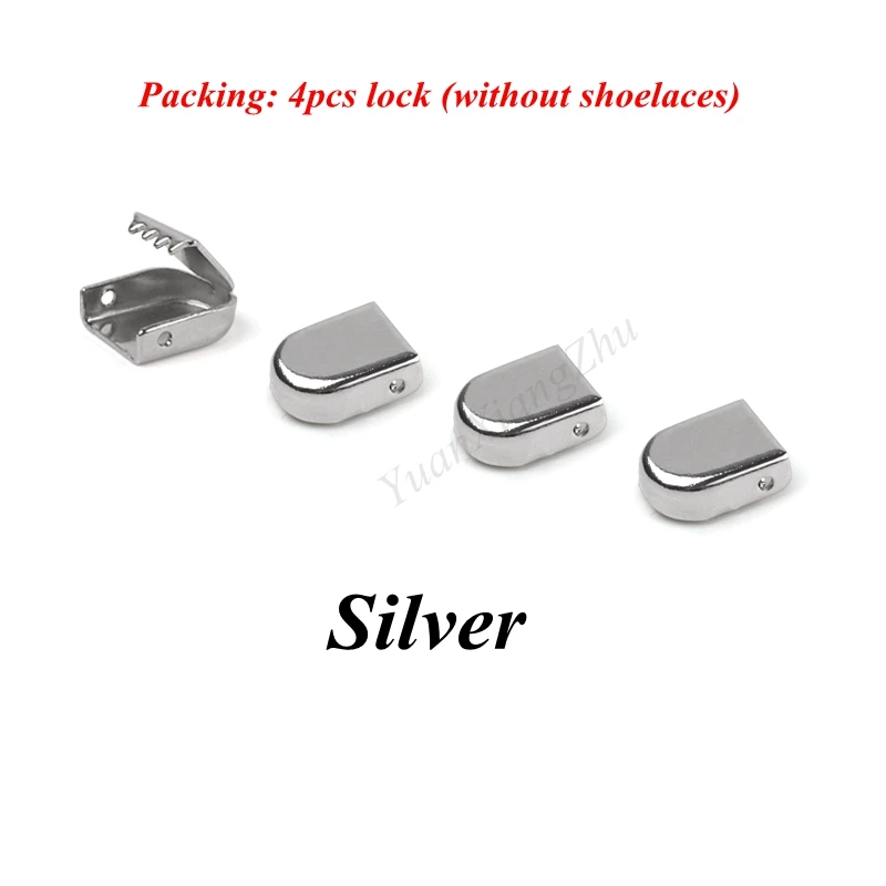 4pcs /1 set of Metal Shoelaces Tips Head No Tie Shoelaces Metal Lace Lock DIY Sneaker Kits Silver Gold Black Metal lace buckle
