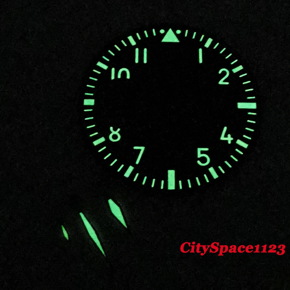 44 мм стальной чехол для часов голубые светящиеся стерильные часы циферблат