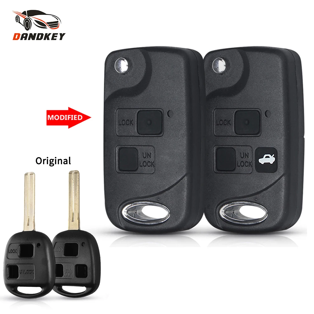 

Dandkey Remote Folding Flip Car Key Shell Case For Toyota Yaris Carina Corolla Avensis Cover Toy43 Toy47 Toy48 With Buttons
