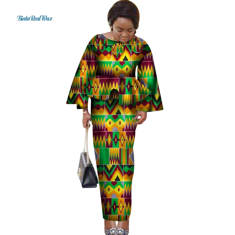 Женский комплект с юбкой и топом Bazin Riche из 2 предметов цветочным принтом оборками