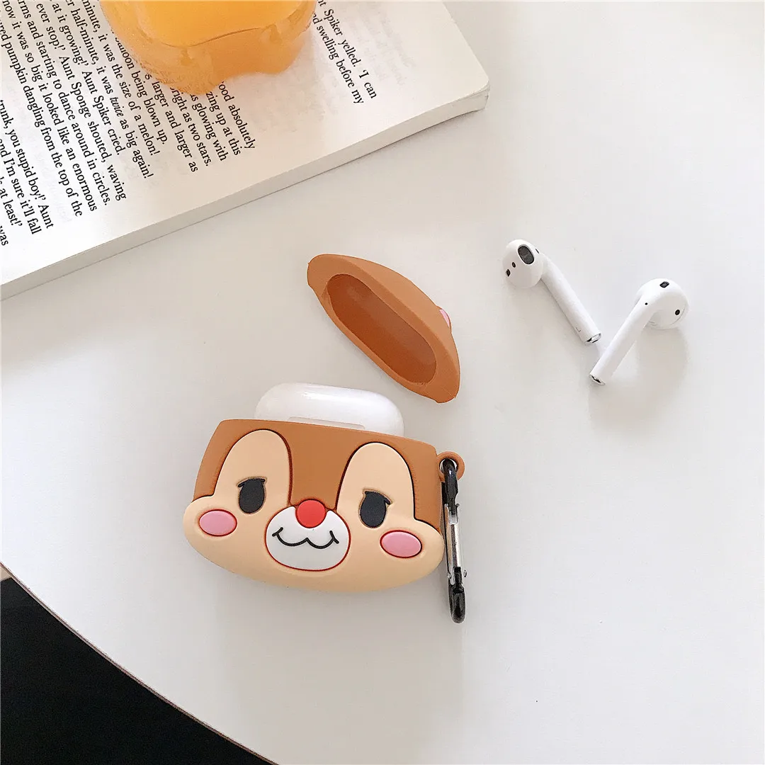 3D мультфильм chipmunk чип и Дейл силиконовый мягкий чехол для Apple Airpods 1/2 чехол беспроводной Bluetooth защитный чехол для наушников