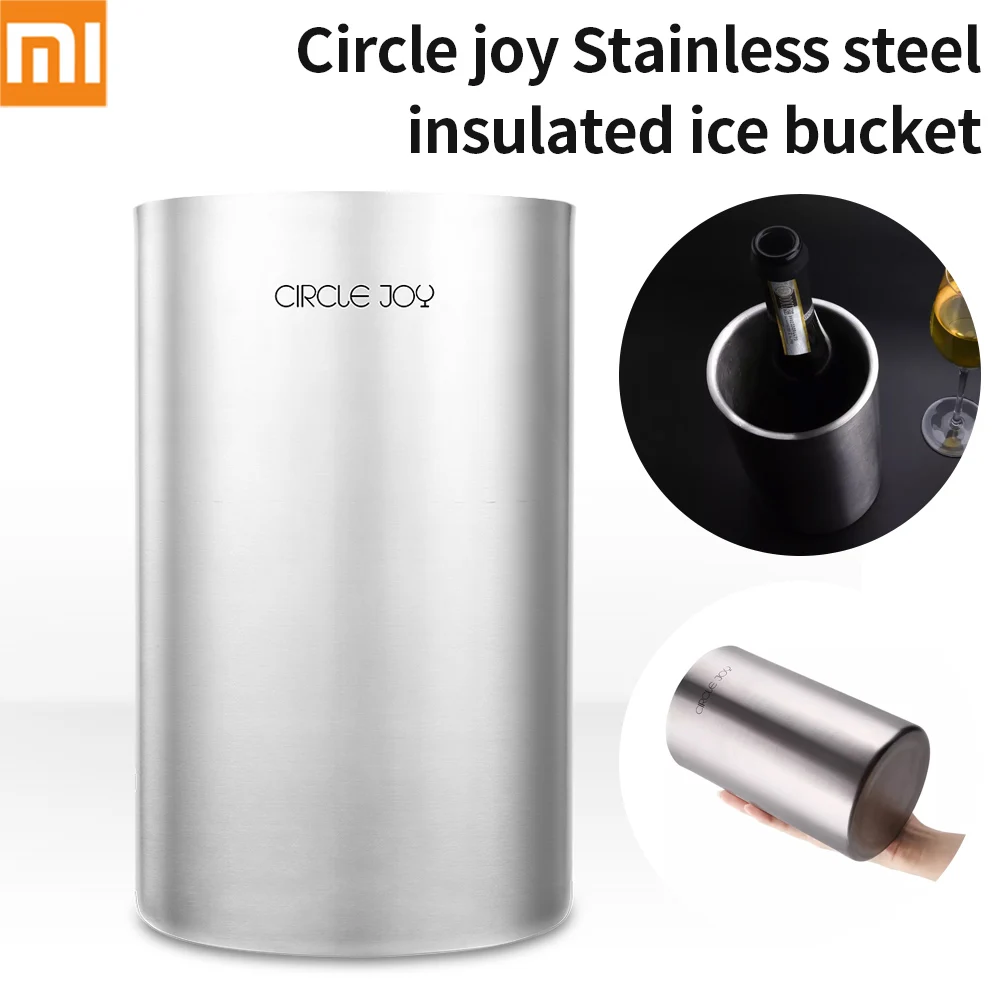 

Ведерко для льда Xiaomi Circle Joy 304 из нержавеющей стали, портативное, Двухслойное, барный охладитель, инструмент для вина, шампанского, пива