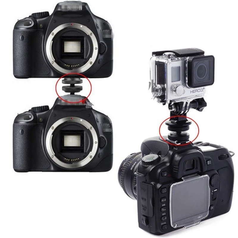 Адаптер для вспышки камеры аксессуары штатива 1/4 ментальные двойные гайки винт с