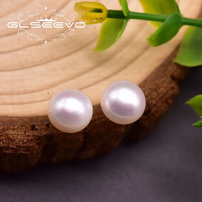 

GLSEEVO Original Design Natural White Pearl Stud Earrings Fashion Trendy Jewlery For Girls Party Women Minimalism Aretes GE0940B