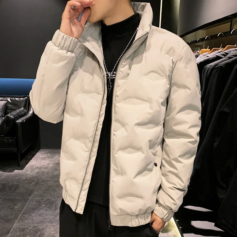 Men's Down Padded Jacket Winter Warm Windproof Coat Glued Quilting Padding Outwear Solid Color Casual Jacket Male Clothes