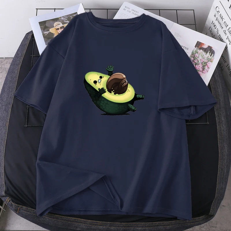 

Avocado Print Catoon Woman T-shirts Hip Hop Summer Teed Short Sleeve Fashion Lady Clothing High Quality O-neck Camisetas 2021