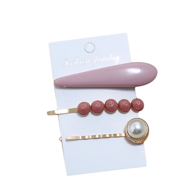 

3PCS New Women Girls Pearl Crystal Hairpins Side Clip Hair Jewelry Barrettes Trendy Geometric Headwear Fashion Hair Accessories