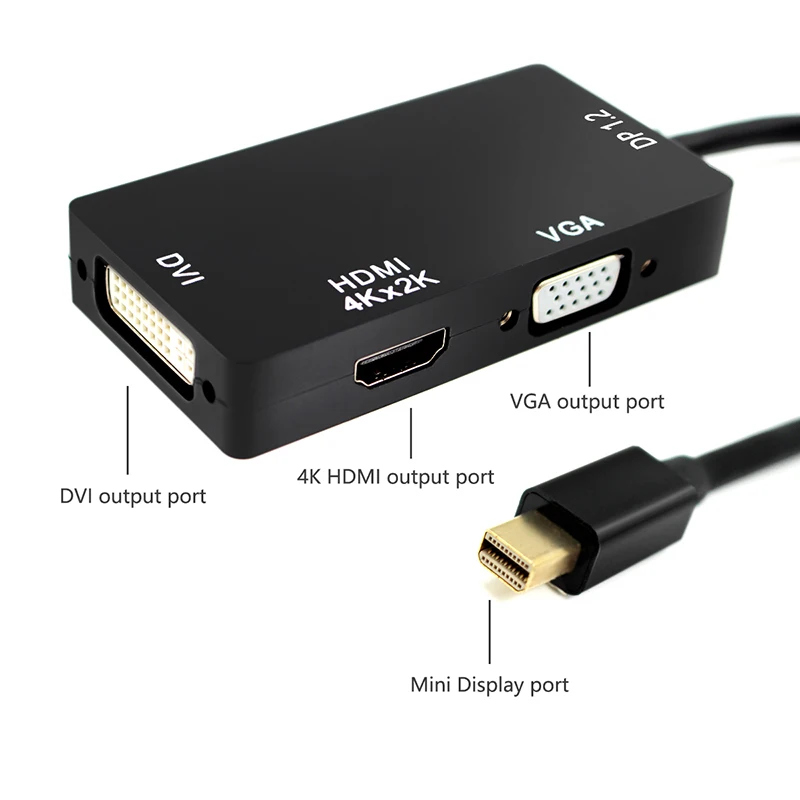 3-в-1 Thunderbolt Mini DP к HDMI VGA DVI адаптер конвертер кабель для MacBook Air Pro Microsoft surface pro 3 2 |