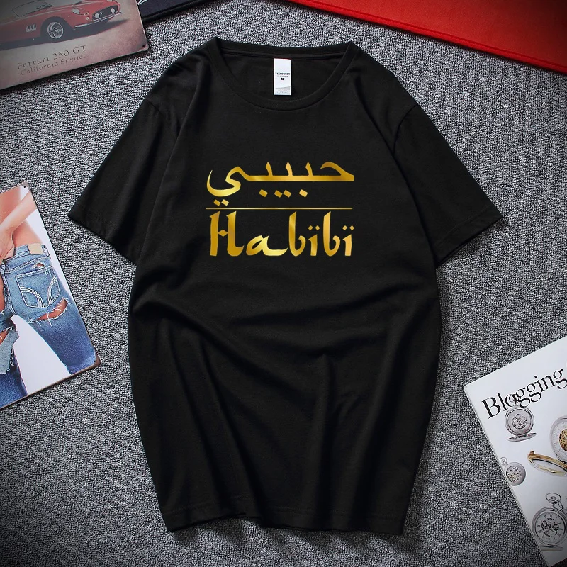 

Habibi Arabic Writing Print T shirt Husband Gift Tops Mens New Summer Casual Short Sleeve Cotton T-shirt Plus Size