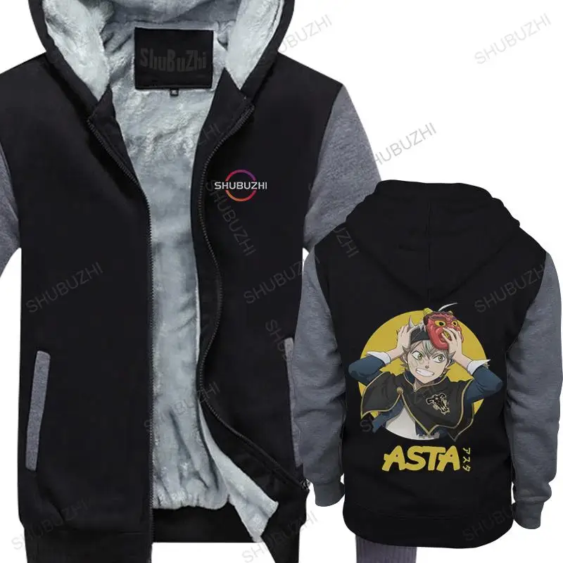 

Retro Black Clover Asta thick hoodie Men Cotton Fashion sweatshirt Japan Manga Anime winter hoody coat Tops Fitted Appare