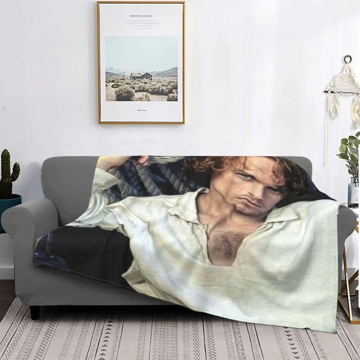 

Sam Heughan-Manta a cuadros para cama, manta de verano para bebé, toalla de playa de lujo