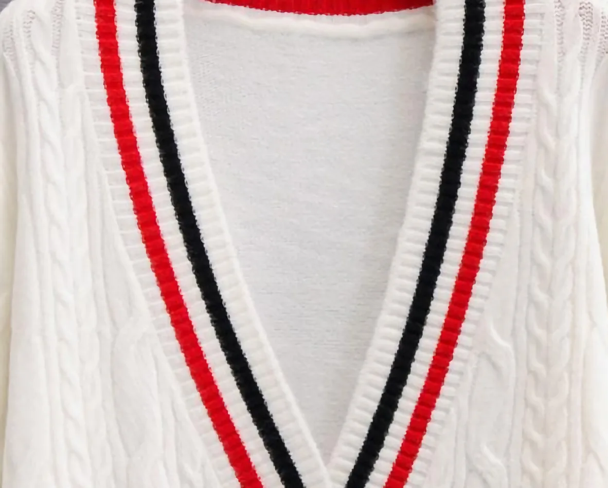 

2020 New Fashion Brand Women Lady Sweater Cardigans Computer Knitted V-neck Casual Striped Single Breasted Full