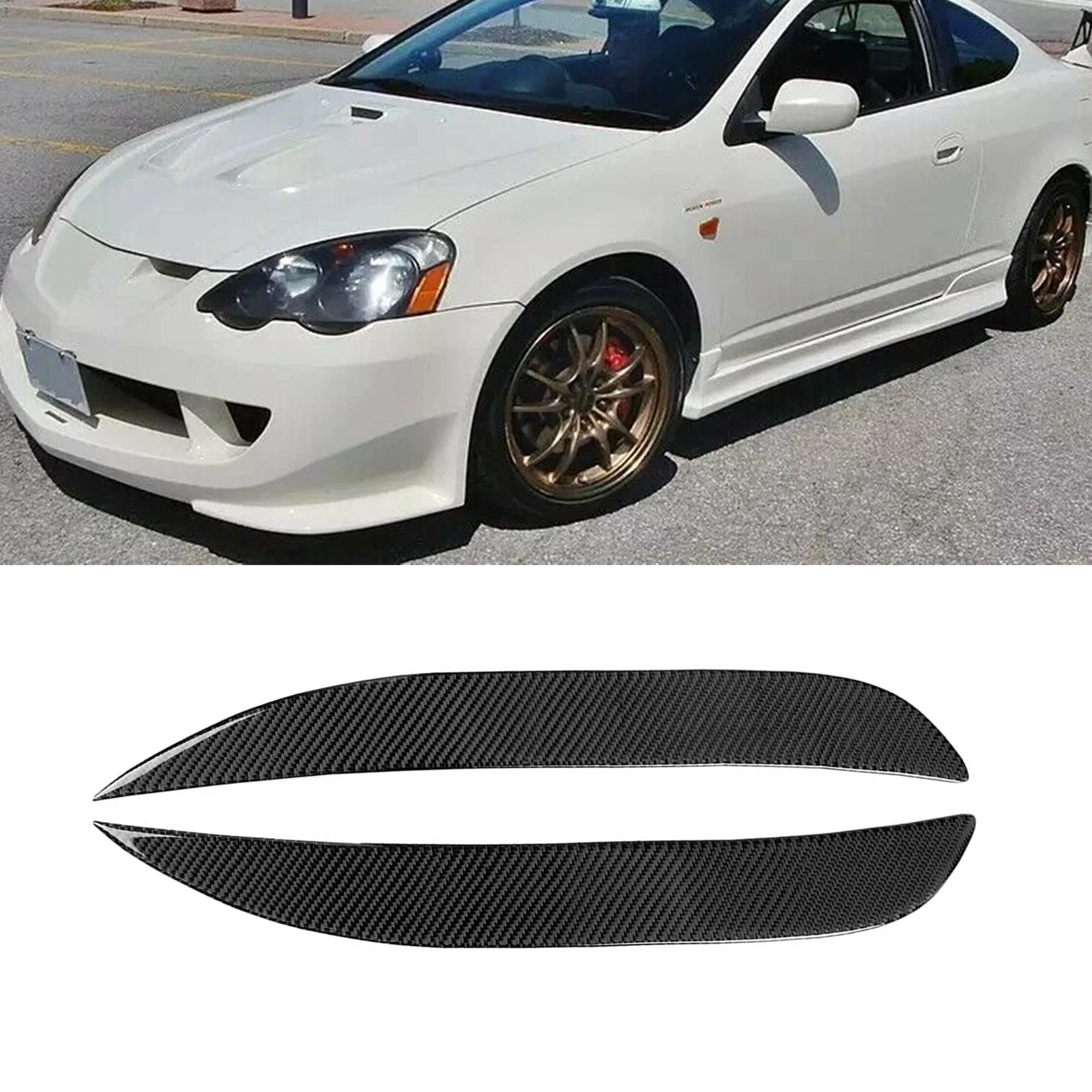 

For Acura RSX Honda Integra DC5 2002-2006 Front Head Lamp Light Cover Trim Carbon Fiber Headlight Eyebrow Headlamp Eyelid Brow