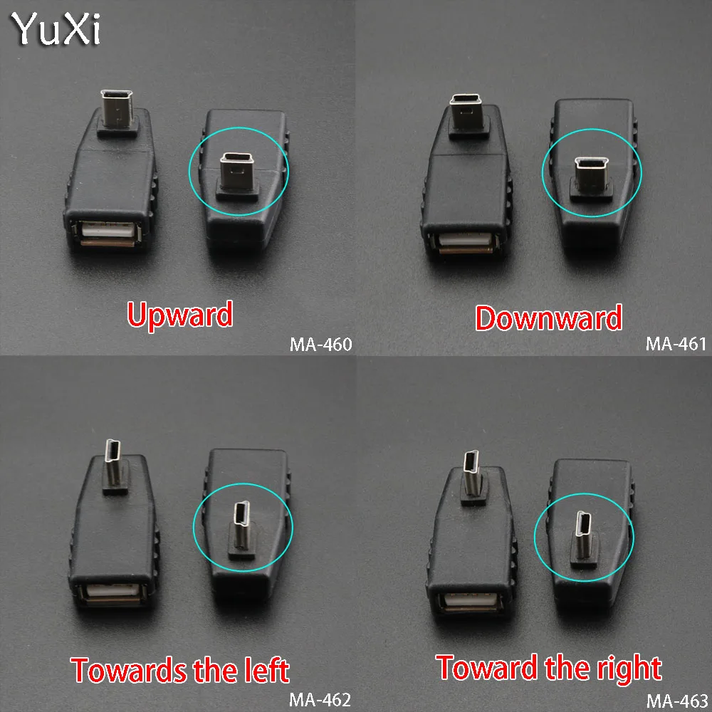 Кабель micro USB YuXi mini с разъемом папа на 2 0 мама тип L/90 градусов вверх вниз налево