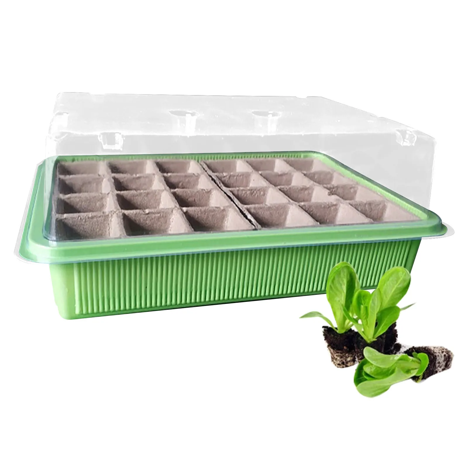 

24 Cells Garden Nursery Pot Breathable Mini Gardening Lids Plastic Germination Box Durable Plant Seeds Box