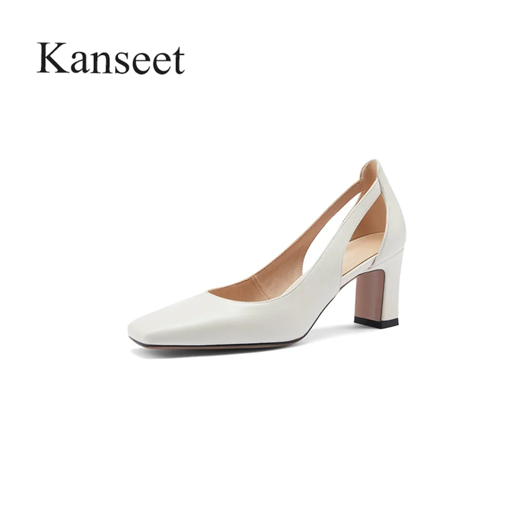 

Kanseet из натуральной кожи элегантные туфли с открытым носком для женщин; 2021 высокие ботинки на каблуках Элегантная Женская Весенняя вечерние...
