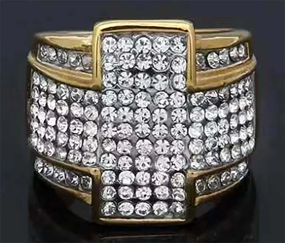 Новый креативный дизайн сверкающие полностью Кристальные кольца для бизнеса