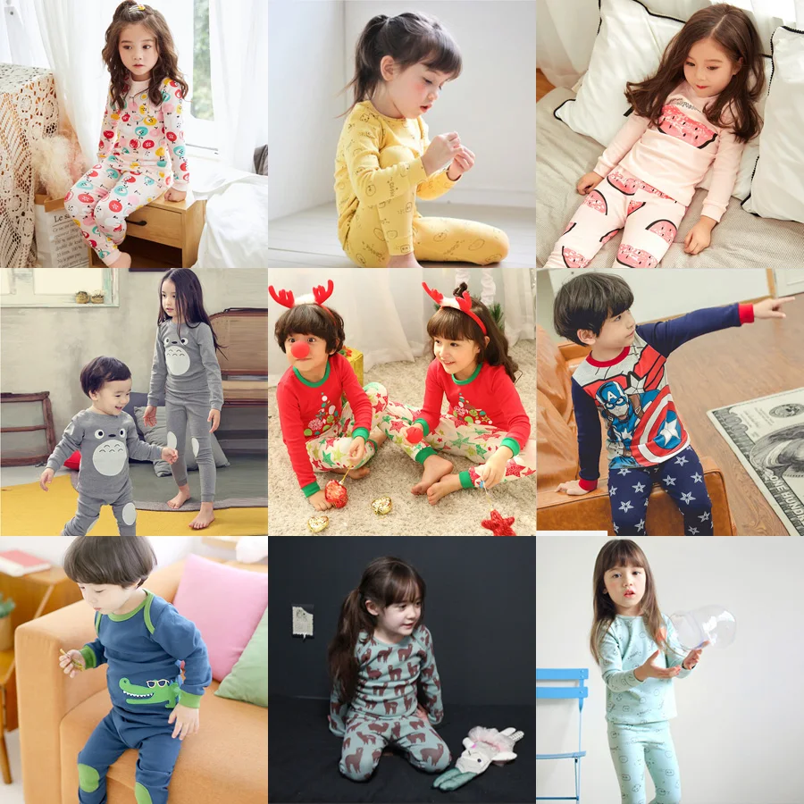 Костюм Рождественский пижамный комплект для детей Рождественская Пижама Модный