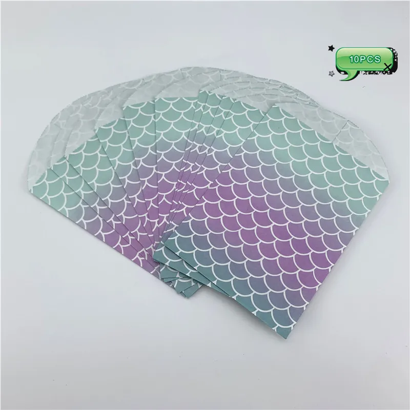 Daai15 Mermaid 10 шт Русалочка Фламинго Единорог бумажные лакомства сумки закуски Сувениры Сумки Подарочный пакет Дети День рождения ребенка душ принадлежности для юбилейной вечеринки - Цвет: Daai15 Mermaid