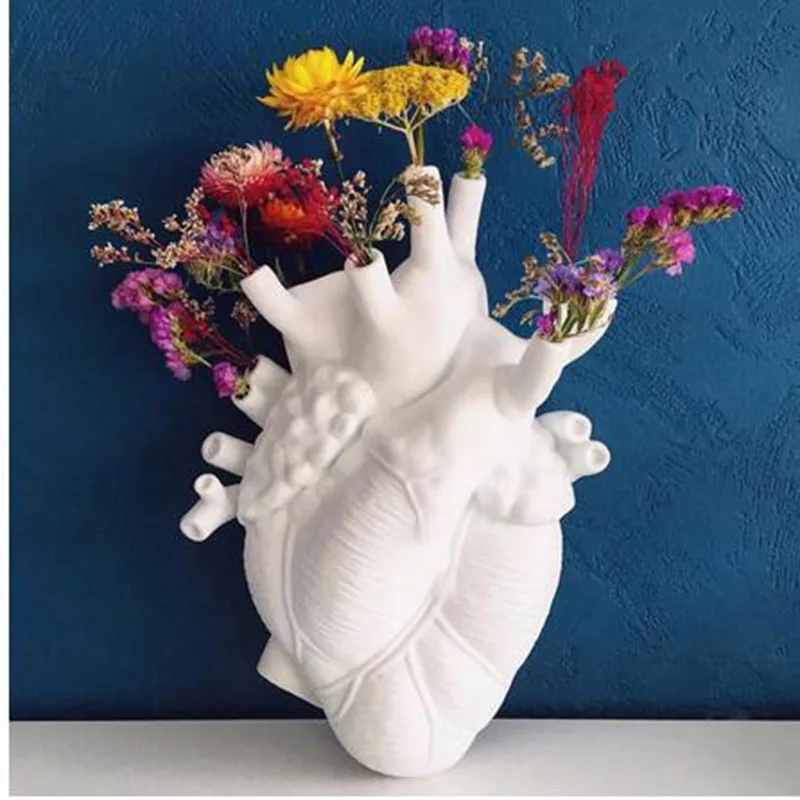

Anatomical Heart Shape Flower Vase Nordic Style Flower Pot Art Vases Sculpture Desktop Plant Pot Gifts Home Decor Ornament
