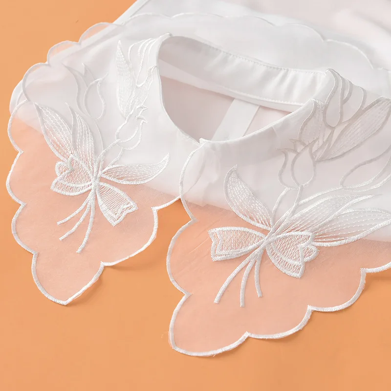 

The style of college girls Lovely bow Ruffles Stand Lapel Fake Collar Detachable Blouse Half Shirts Necklace Sweater Accessories