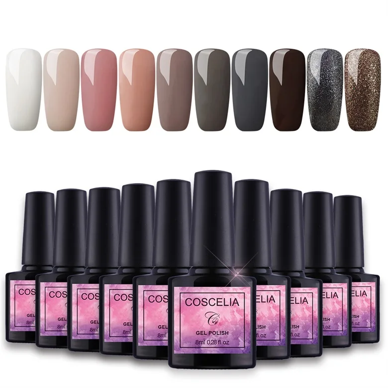 Only 10 pcs gels COSCELIA набор для ногтей УФ светодиодный 24 Вт лампа Сушилка с 10 шт. Набор для гель-лака для ногтей набор инструментов для маникюра - Цвет: Only 10 pcs gels