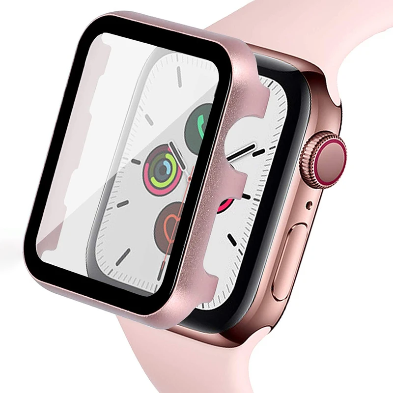 Металлический защитный чехол для Apple Watch 5 4 3 2 1 3D защитная пленка из закаленного