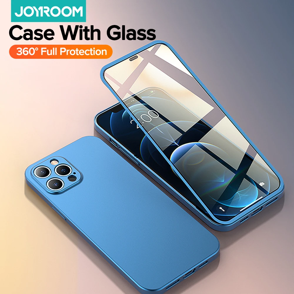 Joyroom 360 Full Cover Phone Case For iPhone 12 Pro Max Anti-Fall Tempered Glass Shockproof Phone Cover For iPhone 12 Pro Case