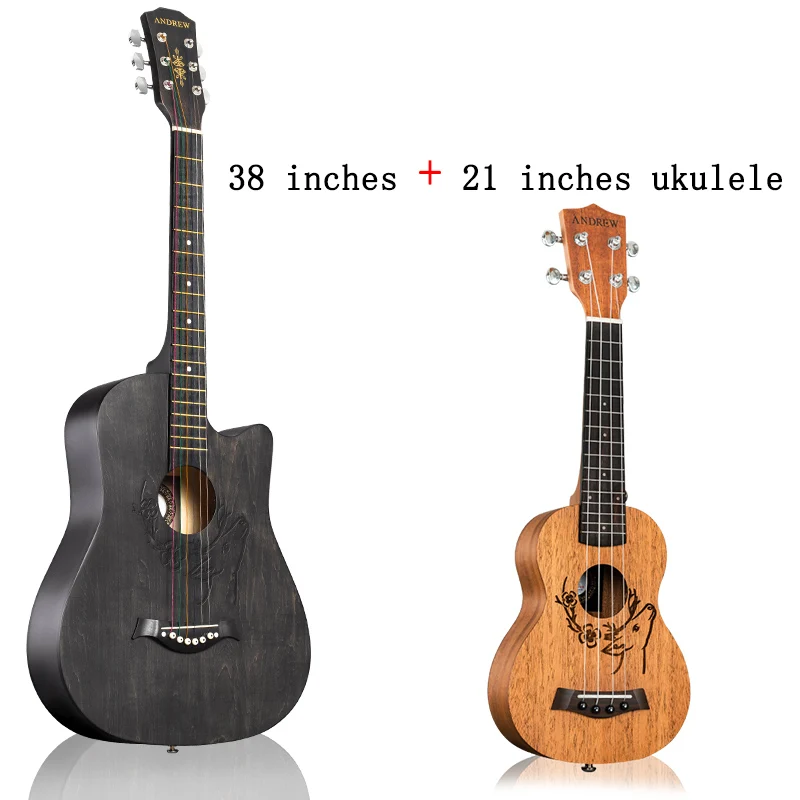 38CSXL-21XL Эндрюс 38/41 дюймов народная гитара из красного дерева collocate укулеле калимба олень тотем акустический музыкальный инструмент - Цвет: 38CSXL-21XL
