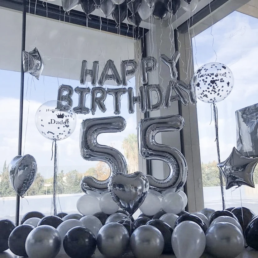 

Globos plateados con letras de feliz para y adultos, globo de aluminio para fiesta de suministros de para Baby Shower,