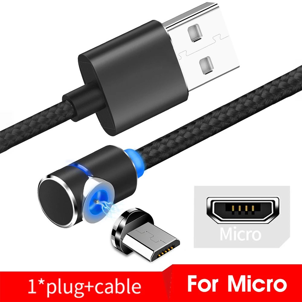 Магнитный usb кабель для зарядки для iPhone, быстрая зарядка, кабель для Android, Магнитный провод для samsung, Micro usb type C, кабель для зарядки, шнур для передачи данных - Цвет: Black For Micro USB