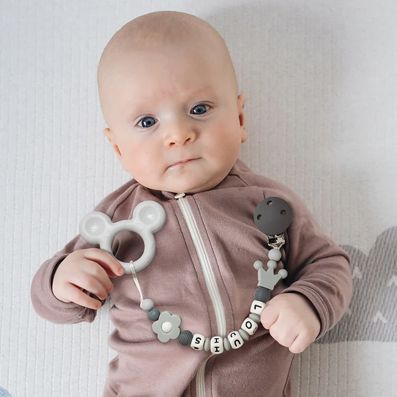 TYRY.HU-mordedor de rat&oacute;n con cuentas de silicona de dibujos animados, Clips para chupete, colgante para Diente de beb&eacute;, regalos de lactancia, juguetes para masticar para ni&ntilde;os, 10 unids/lote-4