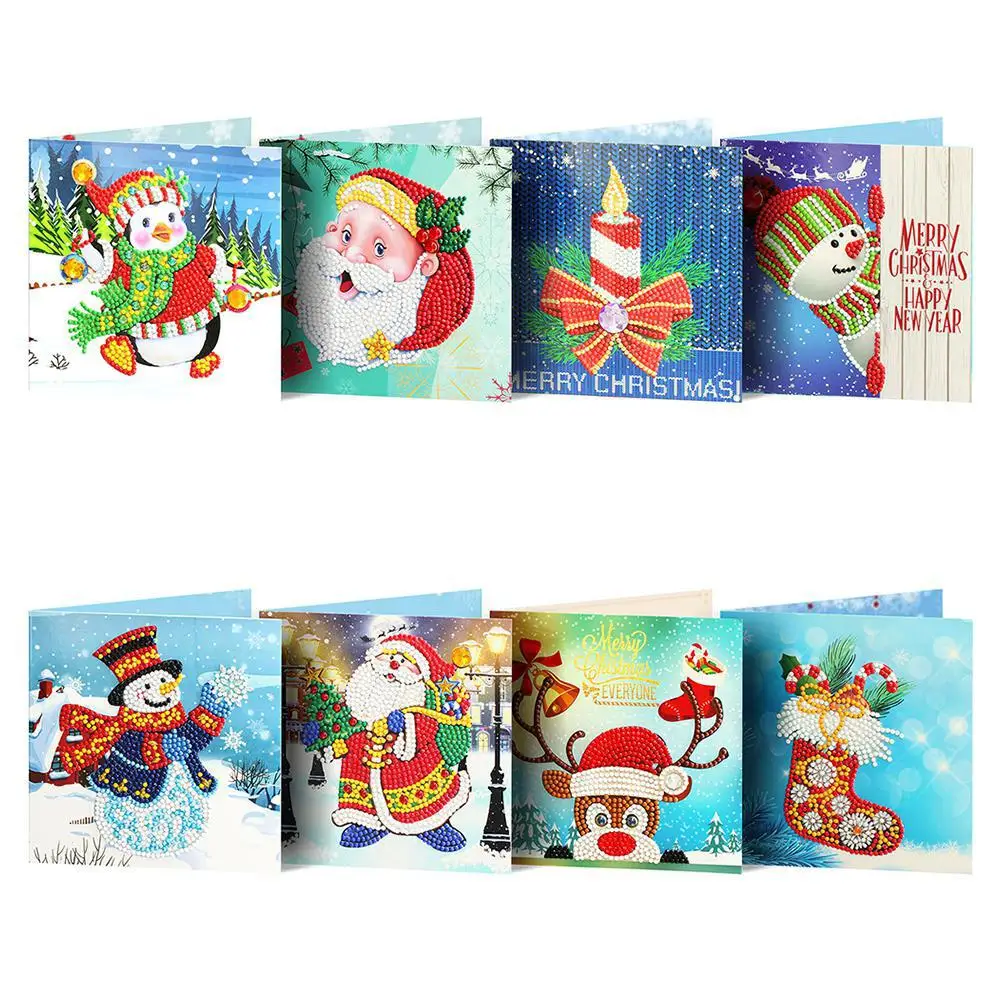 

8Pcs/Set 5D DIY Resin Diamond Painting Greeting Cards Set for Christmas