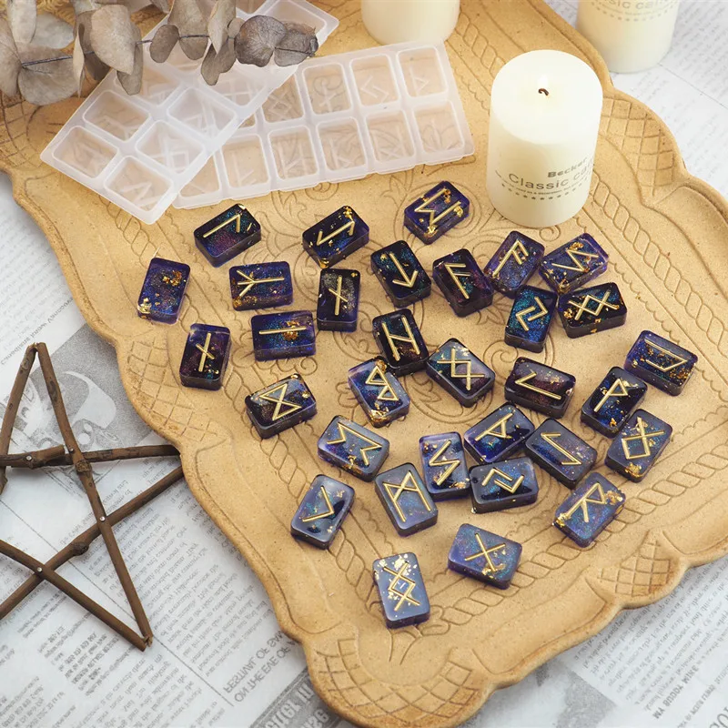 

DIY Rune symbol resin mold mirror energy symbol crystal epoxy resin molds Rune text silicone mold Handmade Making Decoration