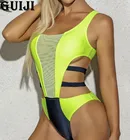 Guijiв наличии 2021 сексуальные женские бикини с цветными блоками Цельный купальник плотный купальник женский купальник пляжная одежда