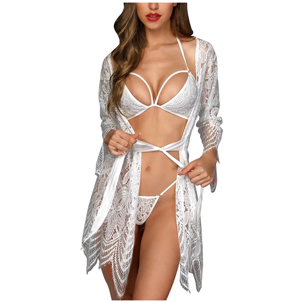 3 шт. Женский комплект нижнего белья с цветочной кружевной отделкой|Комплекты