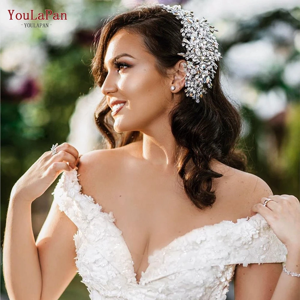 

TOPQUEEN HP372 Luxury Bridal Crown Set Rinestone Wedding Headband Hairband Wedding Tiara Wholesale Bridal Hair Accessories