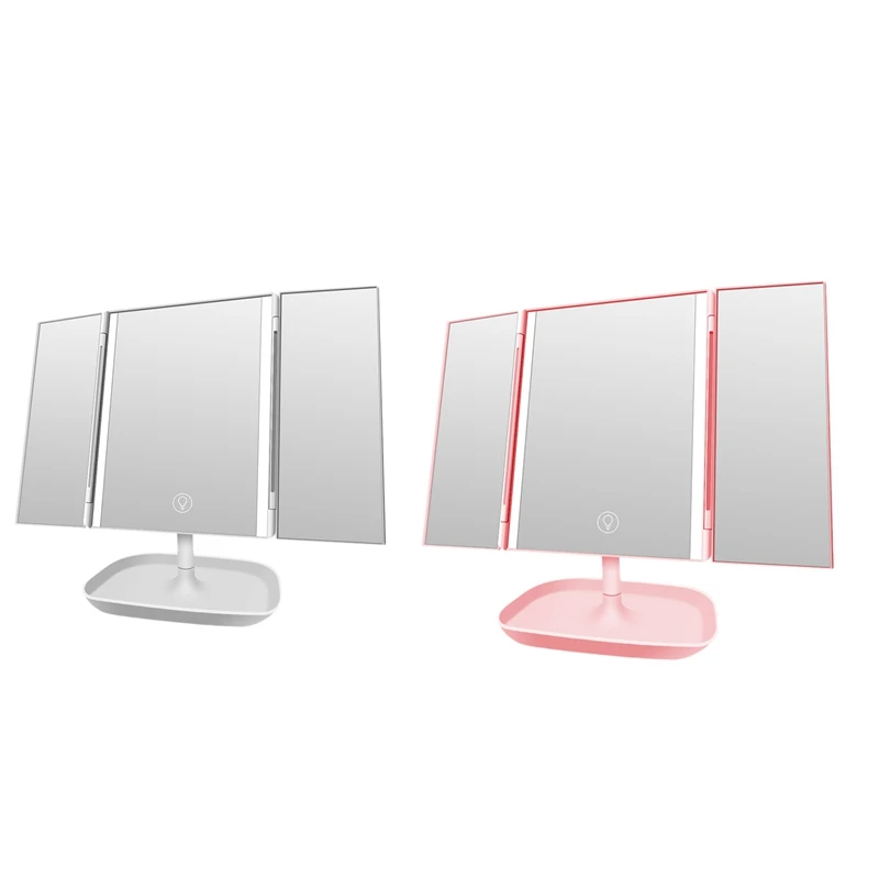 

LED Makeup Mirror,180 Degree Rotation,Portable Trifold Mirror With Contact Screen, Dual Power Supply Mode