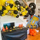 Воздушные шары на тему тематической вечеринки, строительный трактор, 0-9 черных цифровых шаров, башня для грузовиков, автомобилей, украшение для дня рождения мальчиков, 1 комплект