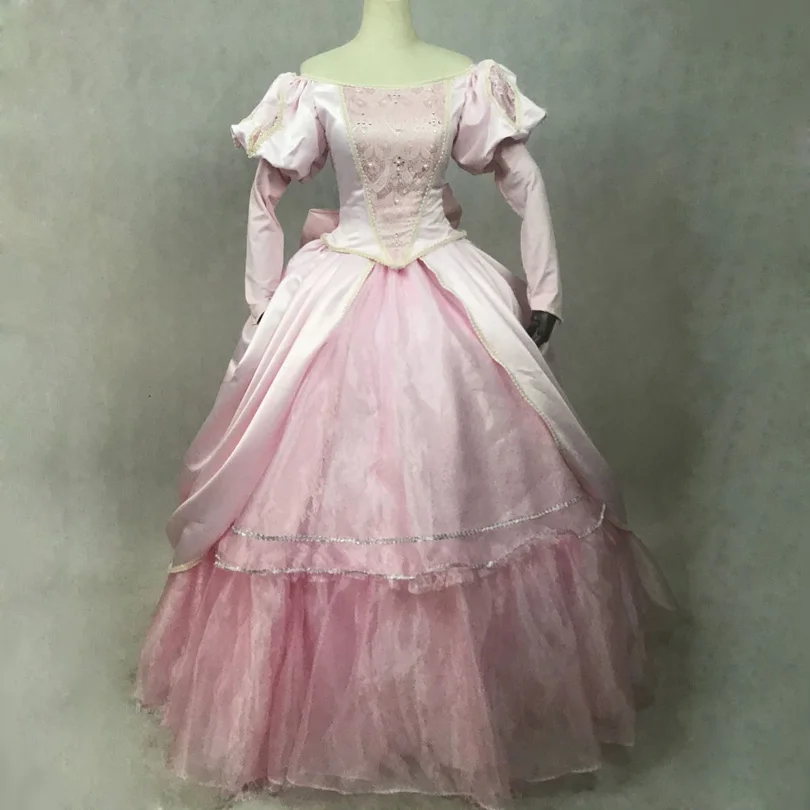 

New Arrival Mermaid Princess Ariel Cosplay Costume Adult Women Role-playing Long Sleeves Pink Dress Halloween Carnival Party