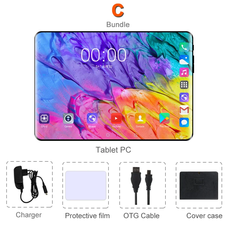 Комплект 3 Планшеты 10,1 дюймов Android 8,0 Octa Core 6 ГБ Оперативная память 64 Гб Встроенная память 3g 4 аппарат не привязан к оператору сотовой связи 1280*800 ips 5.0MP сим-карты ips стекло для ПК, планшета Экран 10 - Комплект: Комплект 3