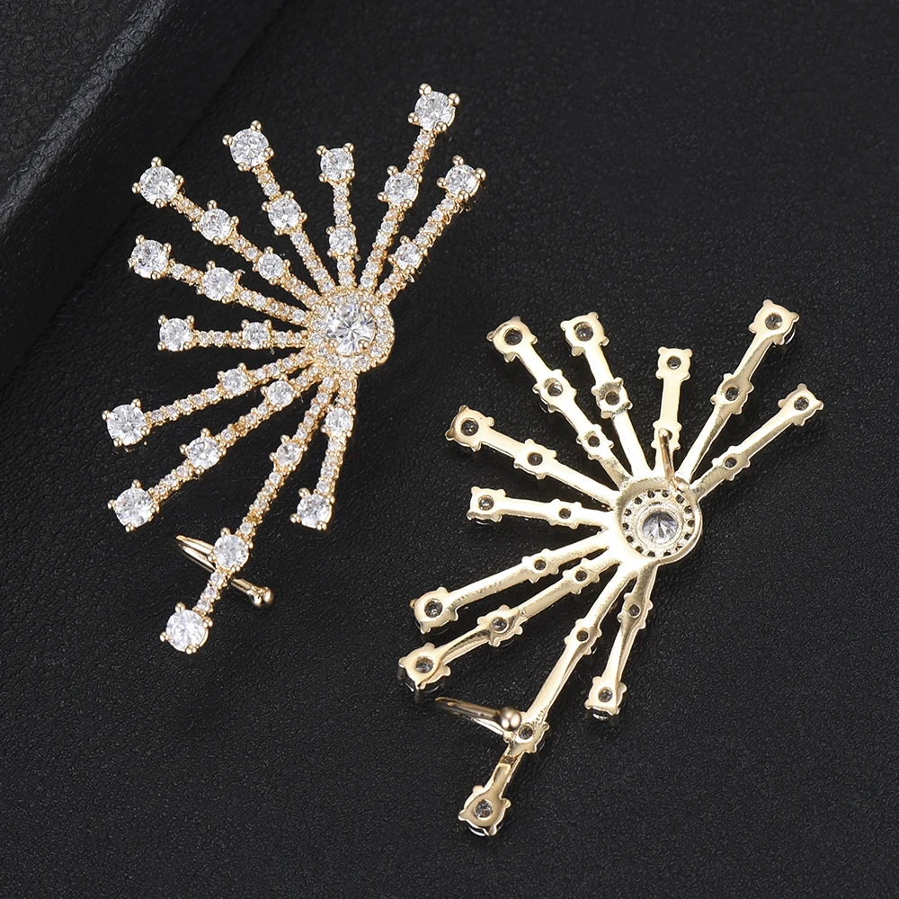 

LARRAURI NEW Fireworks Design Cubic Zirconia Statement Stud Earrings For Women Wedding Ear Candy Earrings Jewelry Accessories