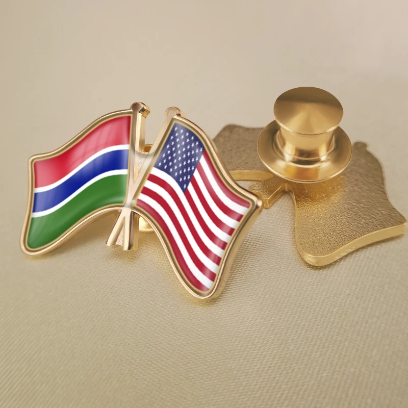 Гамбия и Соединенные Штаты Америки Перекрестные двойной флаг дружбы значков на