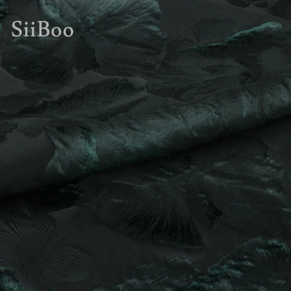 Французский 3D Цветочный Принт темно-зеленый жаккард парча ткань одежда для весны