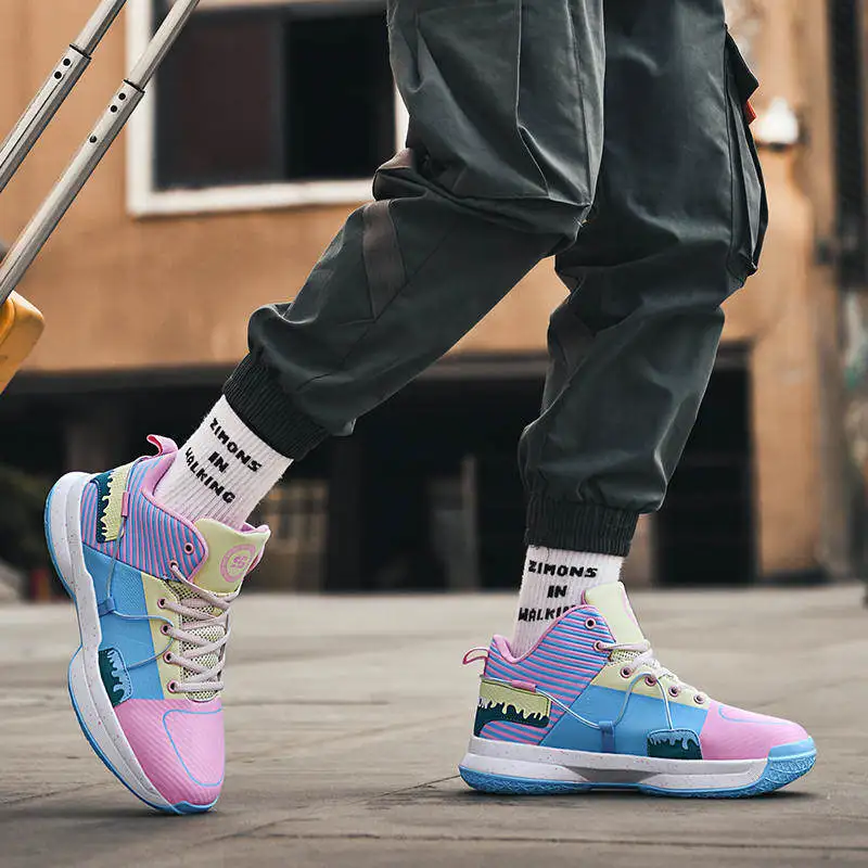 Couple New Unisex Sneakers Basketball Shoes Men Fashion Colorful Design High end Basketball Shoes Wear resistant Training Sports