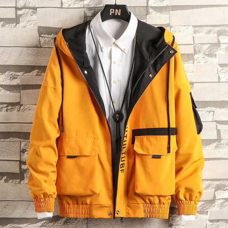 

Fashionable spring and autumn coat men's new Korean version of the trend to go with everything hooded young casual overalls jack