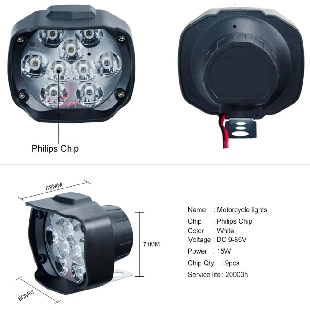 Мотоциклетная Передняя светильник скутер туман Точечный LED ATV 12В 6500 к мото