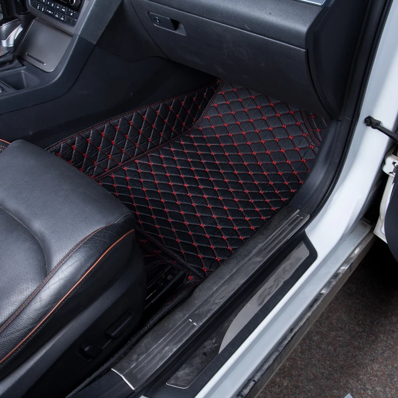 Ручная работа автомобильные коврики 5D из искусственной кожи вышивка плед на