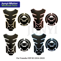 chrome fuel tank pad gas cap cover stickers for yamaha yzf r3 yzfr3 2014 2015 2016 2017 2018 2019 2020 3d motorcycle grip decal