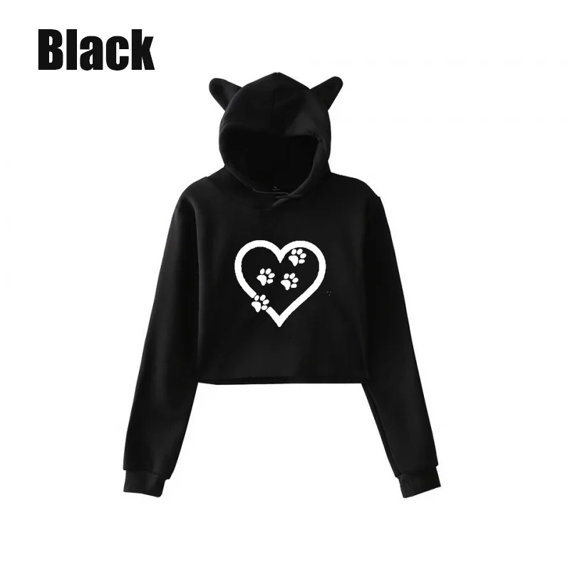 Bikinis Secret Women Harajuku Cat Style Tops Young Girl Cute Cropped Hooded Pullover Fashion Hoodies for Teenagers
